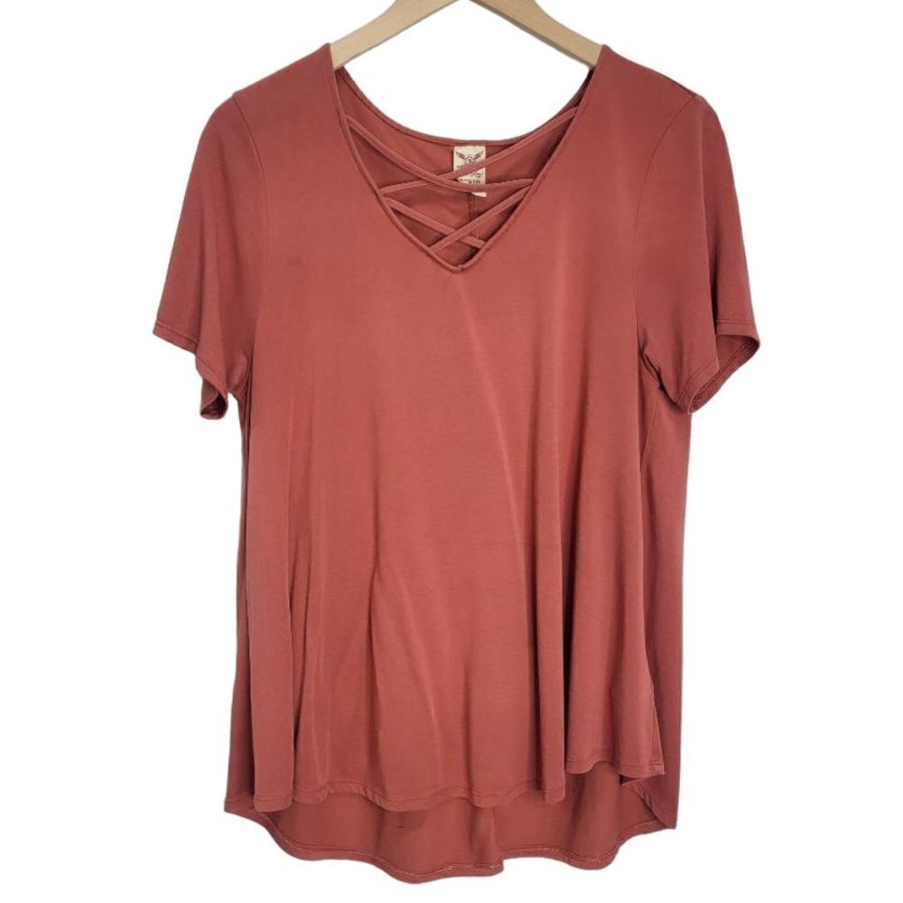 FADED Glory V-Neck Criss-Cross Tee